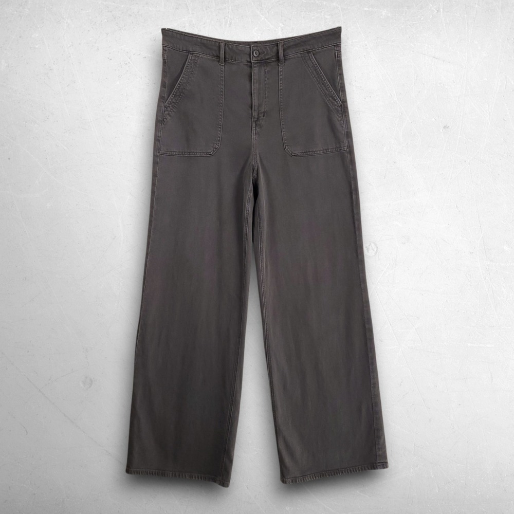 American Eagle Super High Rise Baggy Wide Leg Pants Women 12 Long Grey Gorpcore